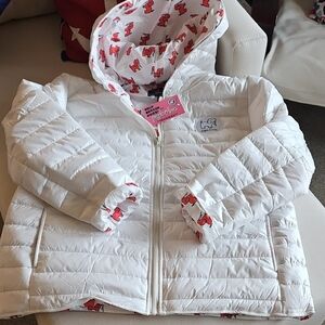 PUPPIE LOVE 2XL White Puffer Jacket with Red Puppie Accents